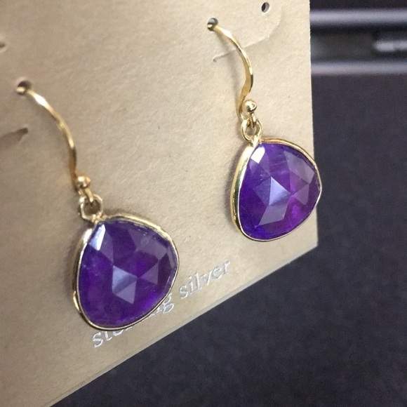 Tweeds goldwashed Sterling silver Amethyst earring - Picture 2 of 6